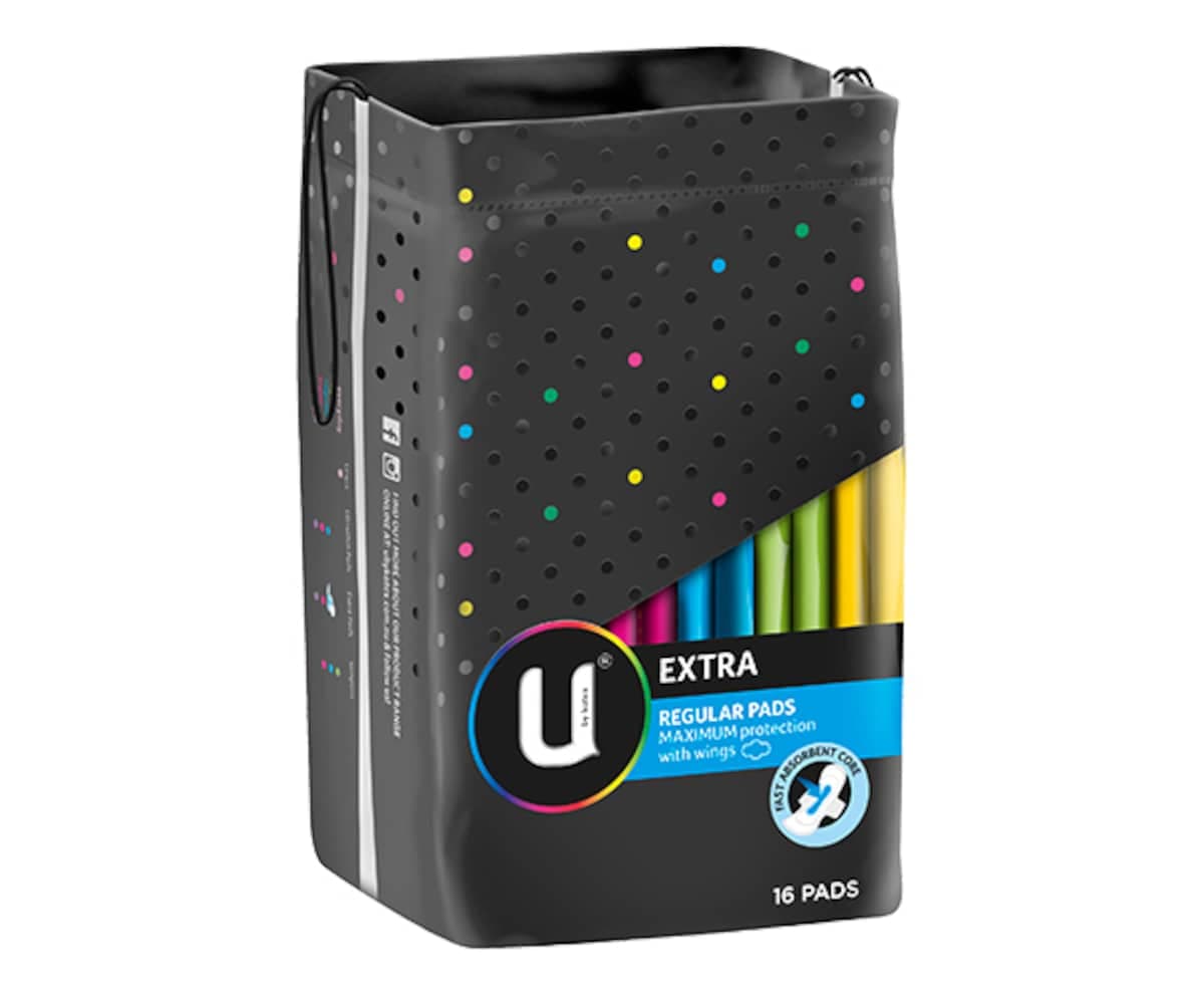 U By Kotex Extra Regular Pads With Wings 16 Pack