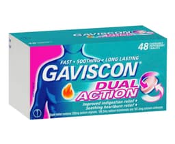 Gaviscon Dual Action Heartburn & Indigestion Peppermint 48 Chewable Tablets