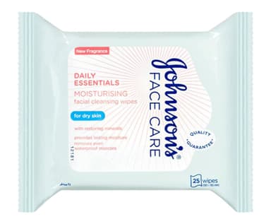 Johnsons Moisturising Facial Cleansing Wipes For Dry Skin 25 Pack