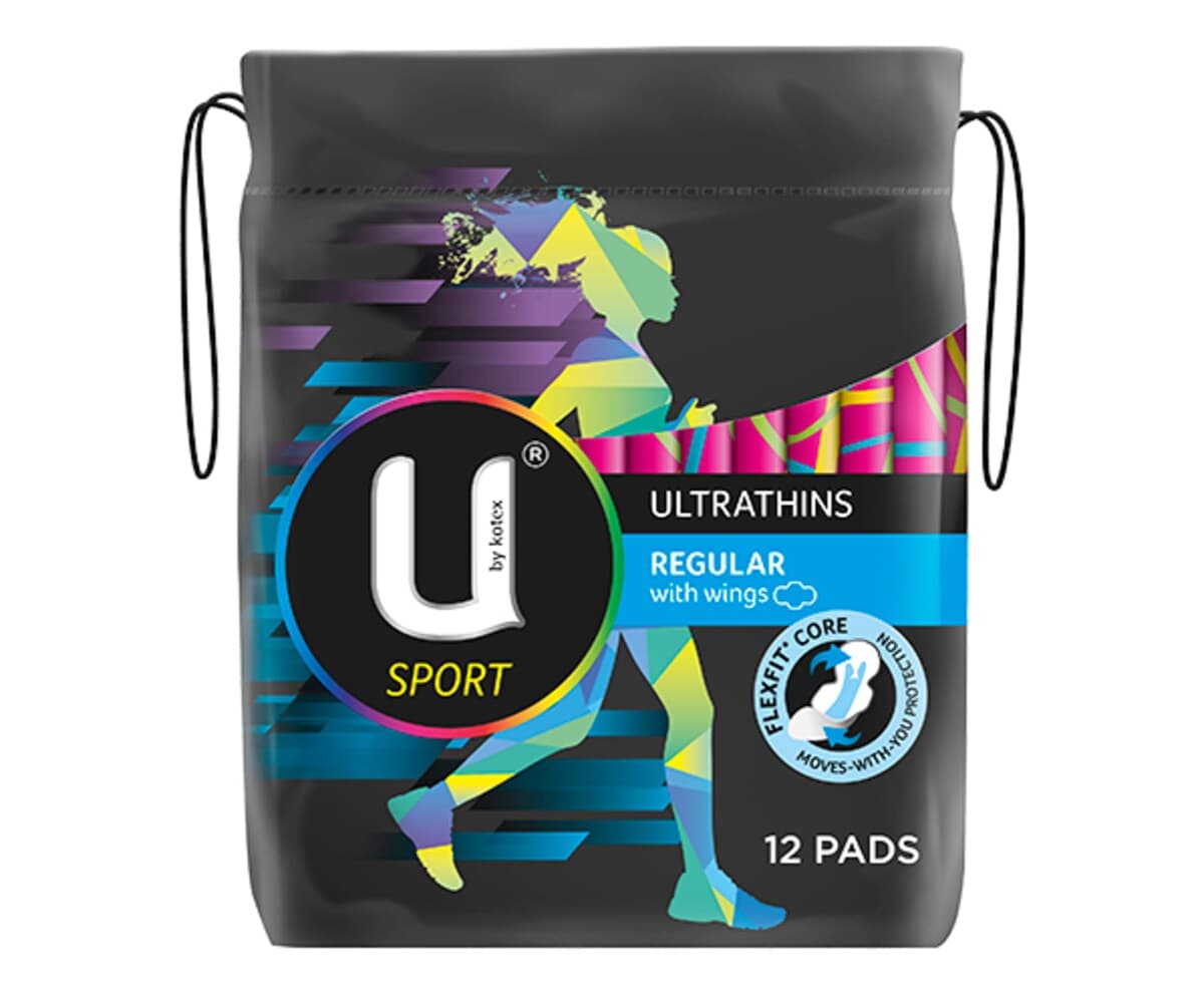 Thumbnail U By Kotex Sport Ultrathins Regular Wing Pads 12 Pack