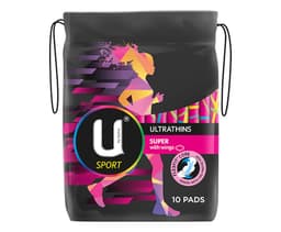 U By Kotex Sport Ultrathins Super Wing Pads 10 Pack