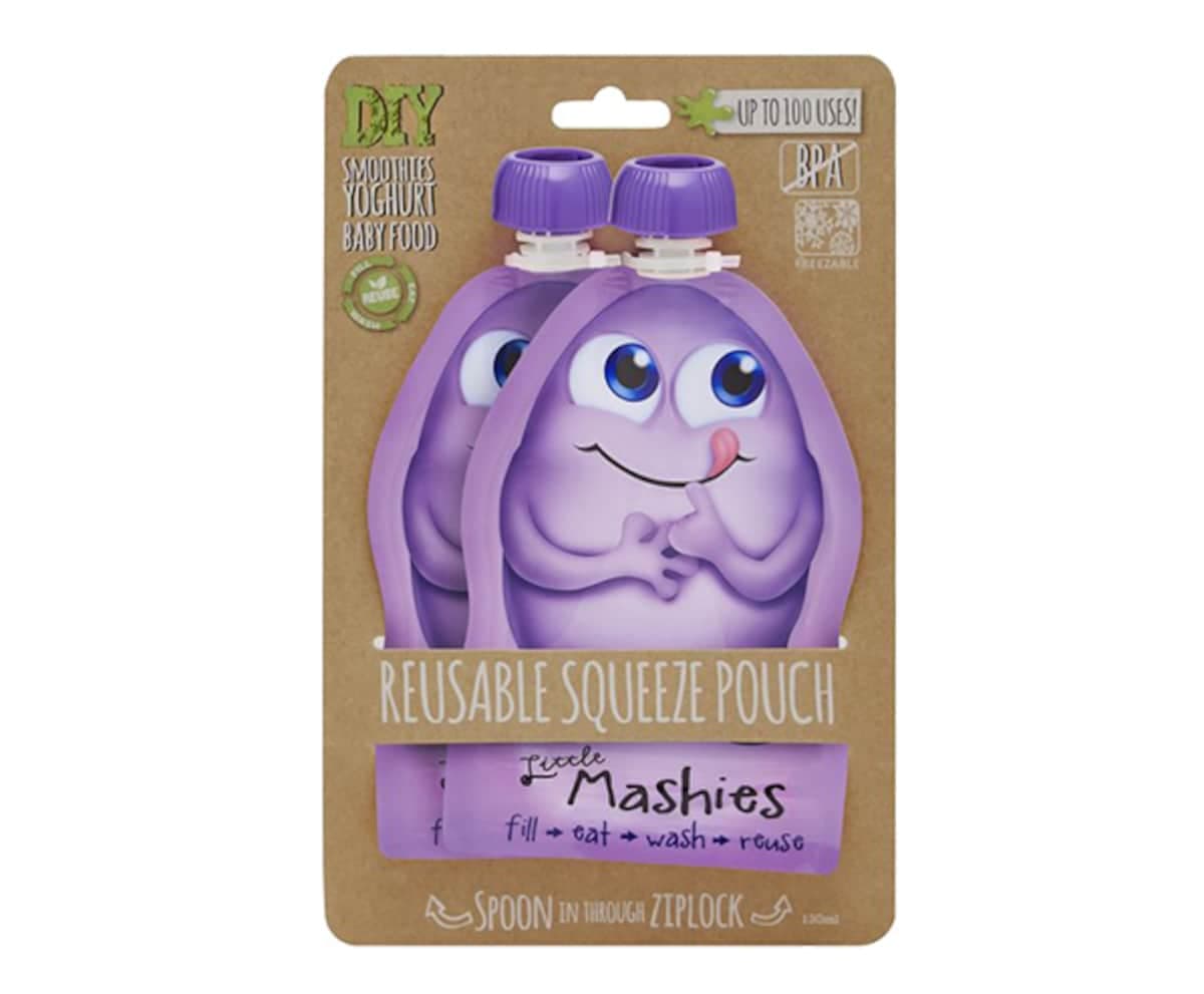 Little Mashies Reusable Squeeze Pouch Purple 130Ml X 2