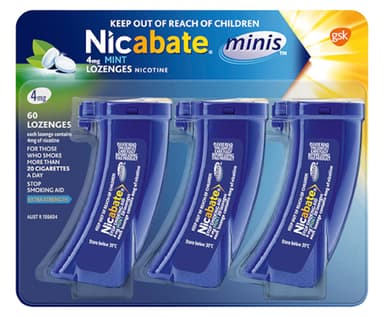 Nicabate Minis Lozenges 4Mg Mint Quit Smoking 60 Lozenges