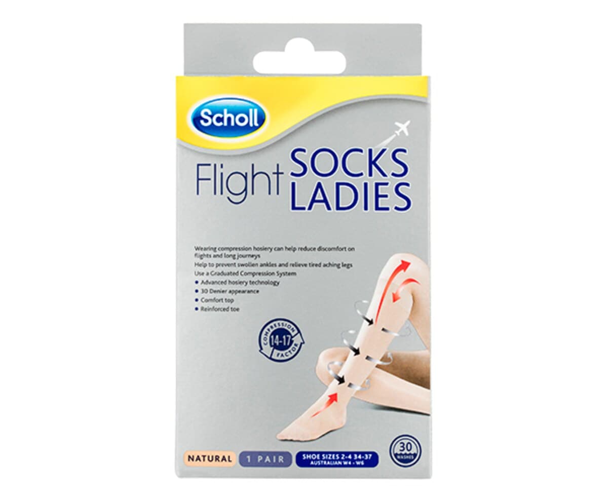 Scholl Flight Socks Ladies Natural Australian W4-W6 1 Pair