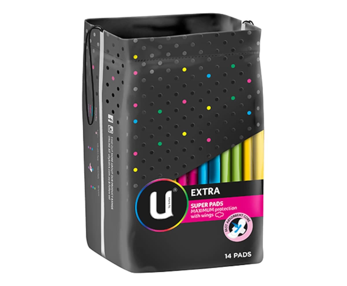 U By Kotex Extra Super Pads With Wings 14 Pack