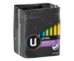 U By Kotex Extra Overnight Pads With Wings 10 Pack