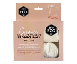 Ever Eco Reusable Produce Bags Organic Cotton Muslin 4 Pack