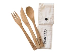 Ever Eco Bamboo Cutlery Set With Organic Cotton Pouch