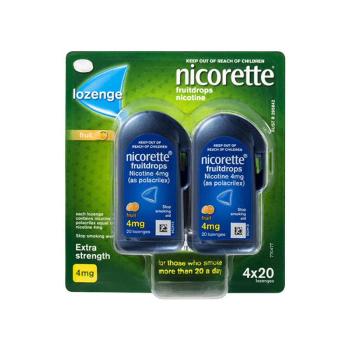 Nicorette Quit Smoking Fruitdrops 4Mg 80 Nicotine Lozenges