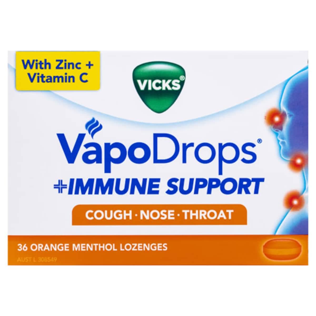 Thumbnail Vicks Vapodrops + Immune Support Orange Menthol Lozenges 36 Pack