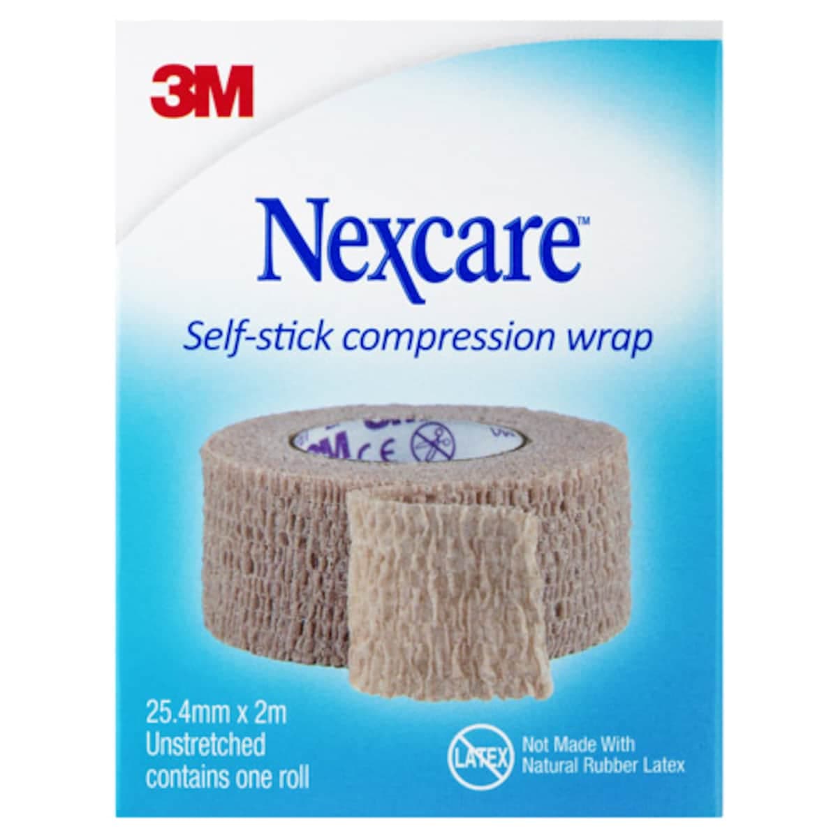 Nexcare Self-Stick Compression Wrap 25.4Mm X 2M Unstretched 1 Roll