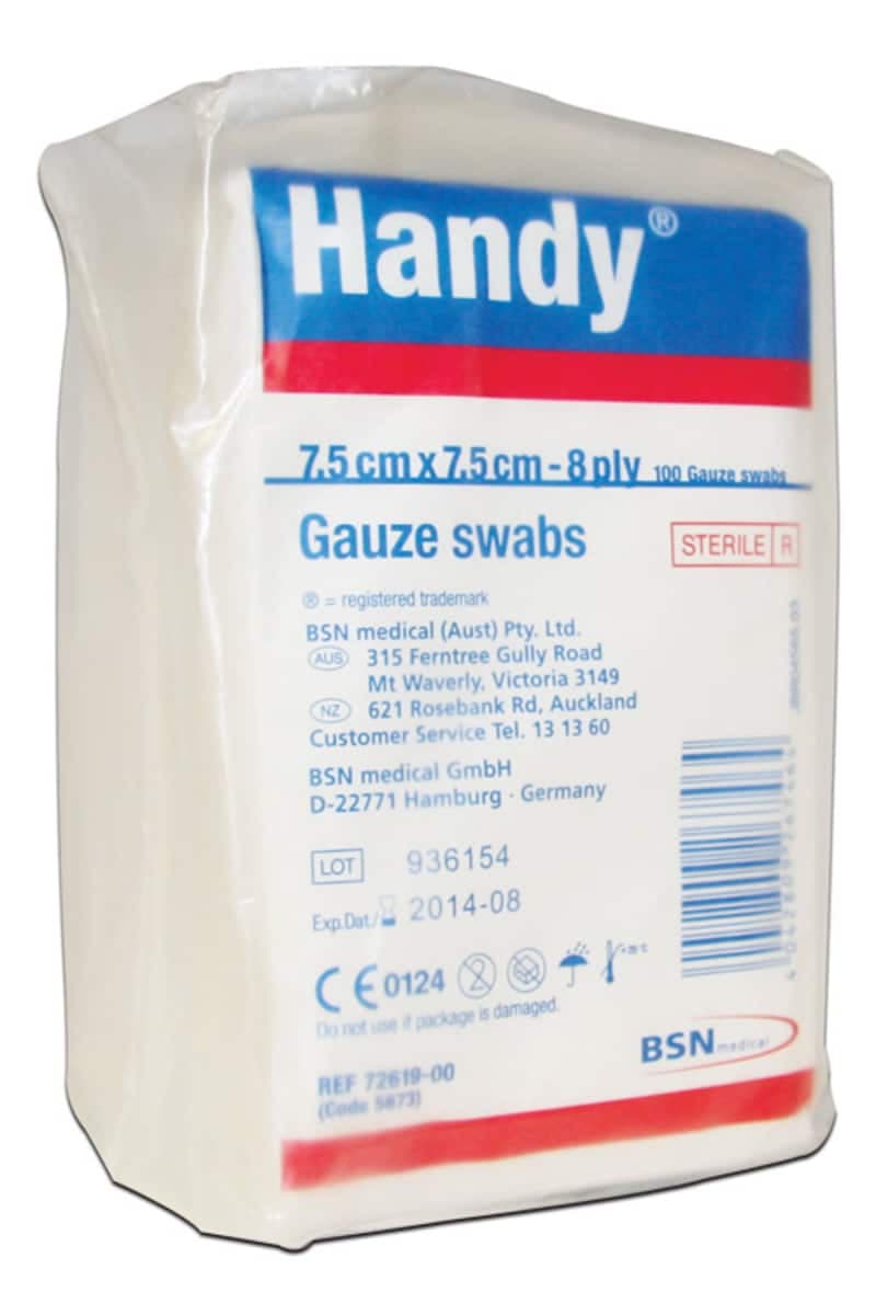 Handy Gauze Swabs Sterile 7.5Cm X 7.5Cm 100 Pack