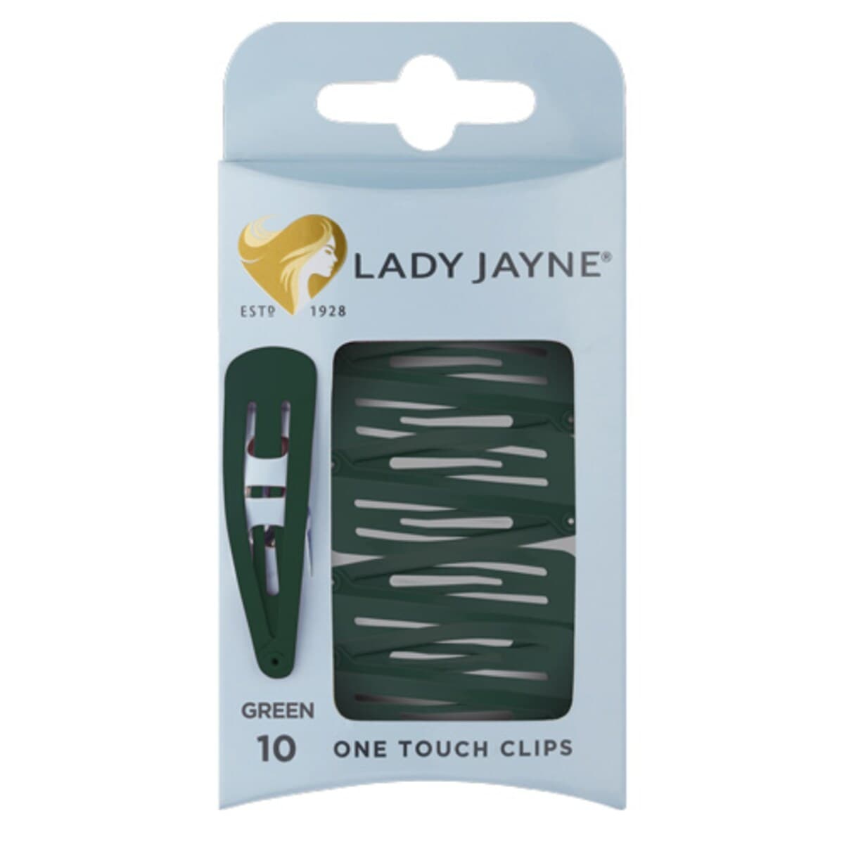 Lady Jayne One Touch Clips Green 10 Pack