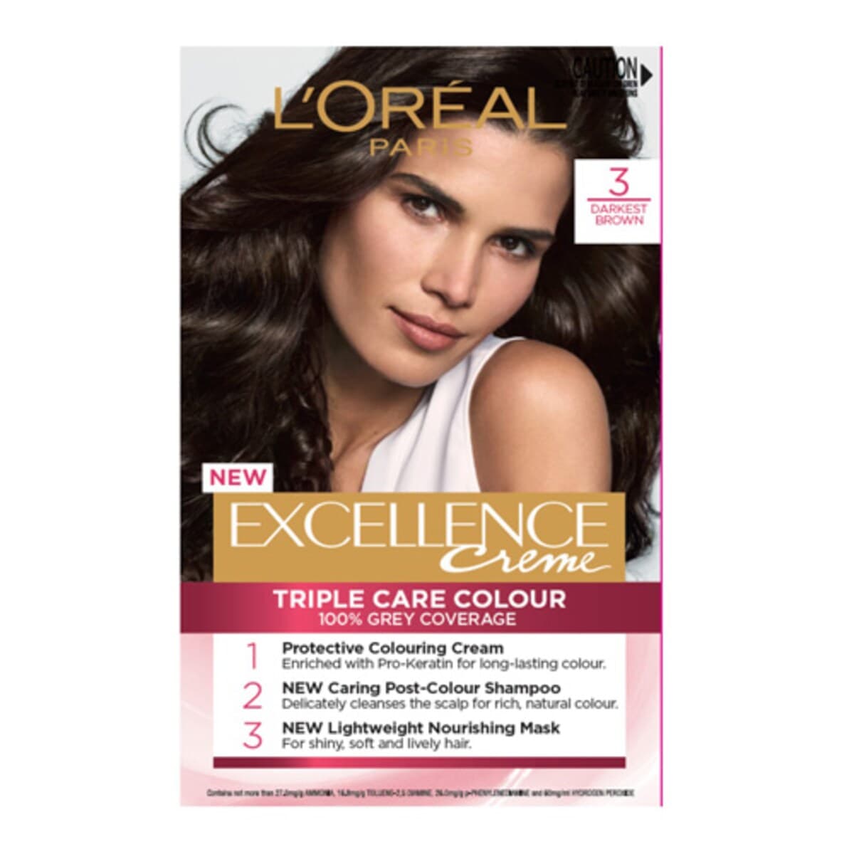 L'Oreal Excellence Creme 3 Darkest Brown Hair Colour