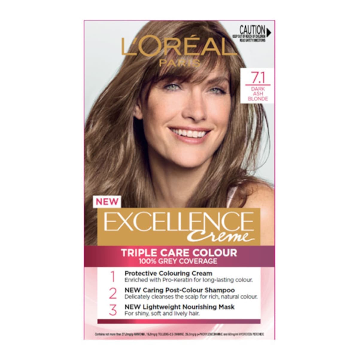 L'Oreal Excellence Creme 7.1 Dark Ash Blonde Hair Colour