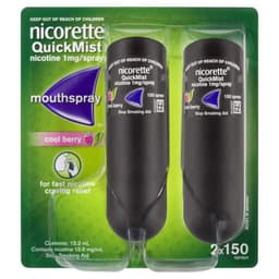 Nicorette Quit Smoking Quickmist Nicotine Nicotine Mouth Spray Berry 2 X 150 Sprays