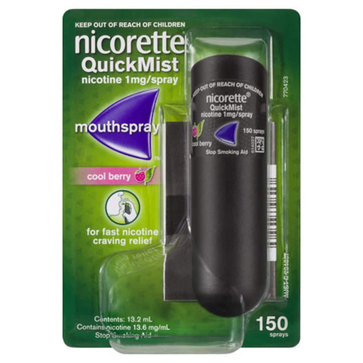 Nicorette Quit Smoking Quickmist Nicotine Mouth Spray Berry 150 Sprays