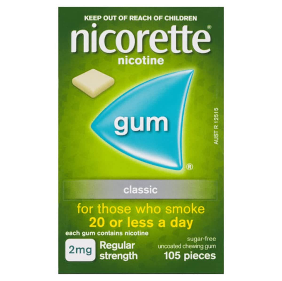 Nicorette Quit Smoking Nicotine Gum 2Mg Classic 105 Pieces