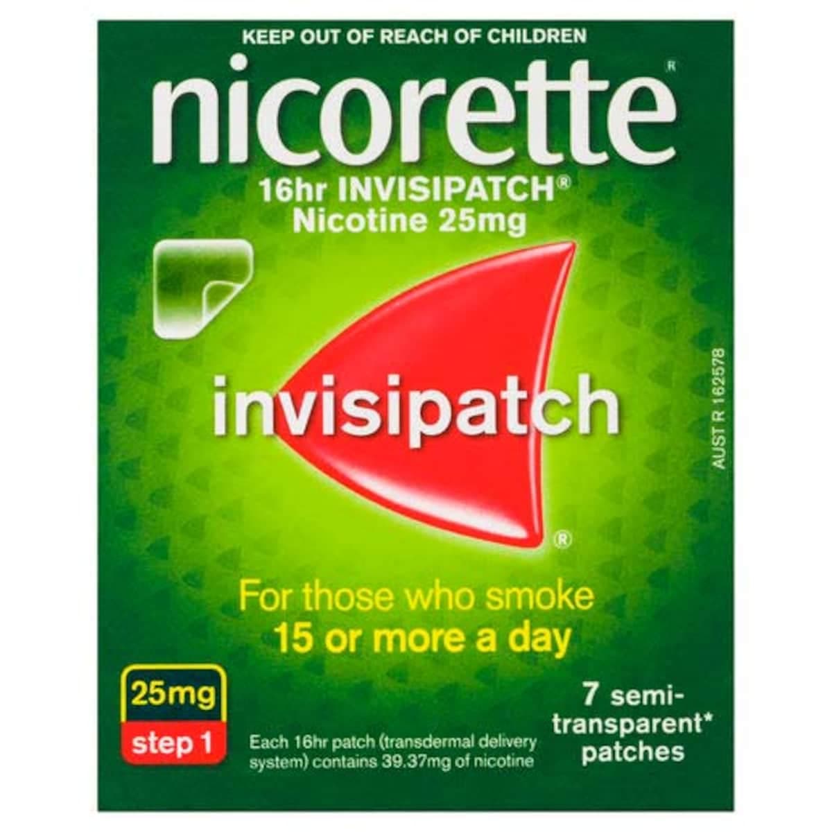 Nicorette Quit Smoking 16 Hour Nicotine Invisipatch Step 1 25Mg 7 Patches