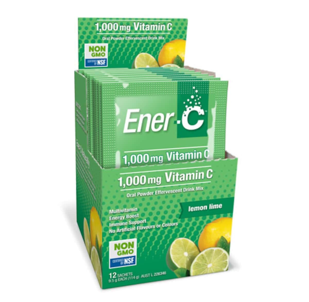 Ener-C 1000Mg Vitamin C Lemon Lime Flavour 12 Sachets