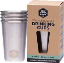 Ever Eco Stainless Steel Drinking Cups 500Ml X 4