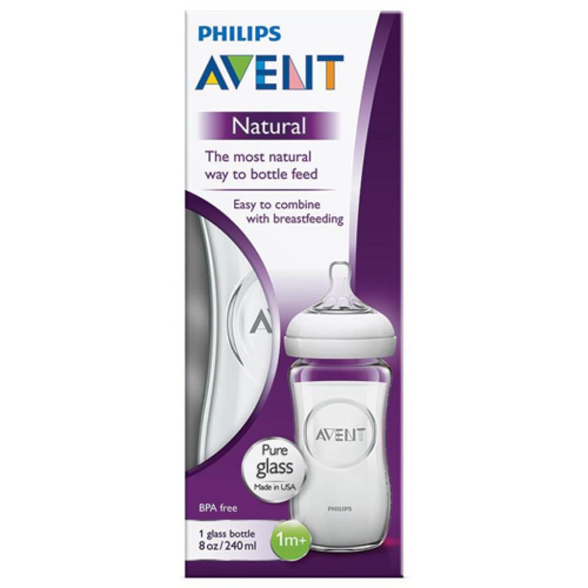 Avent Natural Glass Baby Feeding Bottle 240Ml