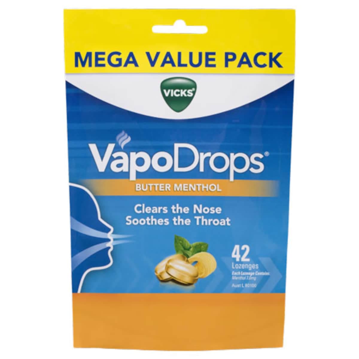 Thumbnail Vicks Vapodrops Butter Menthol Lozenges 42 Pack