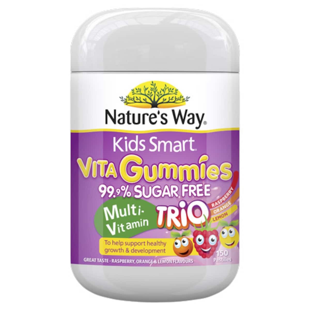 Natures Way Kids Smart Vita Gummies Multivitamin 99% Sugar Free Trio Flavour 150 Pack