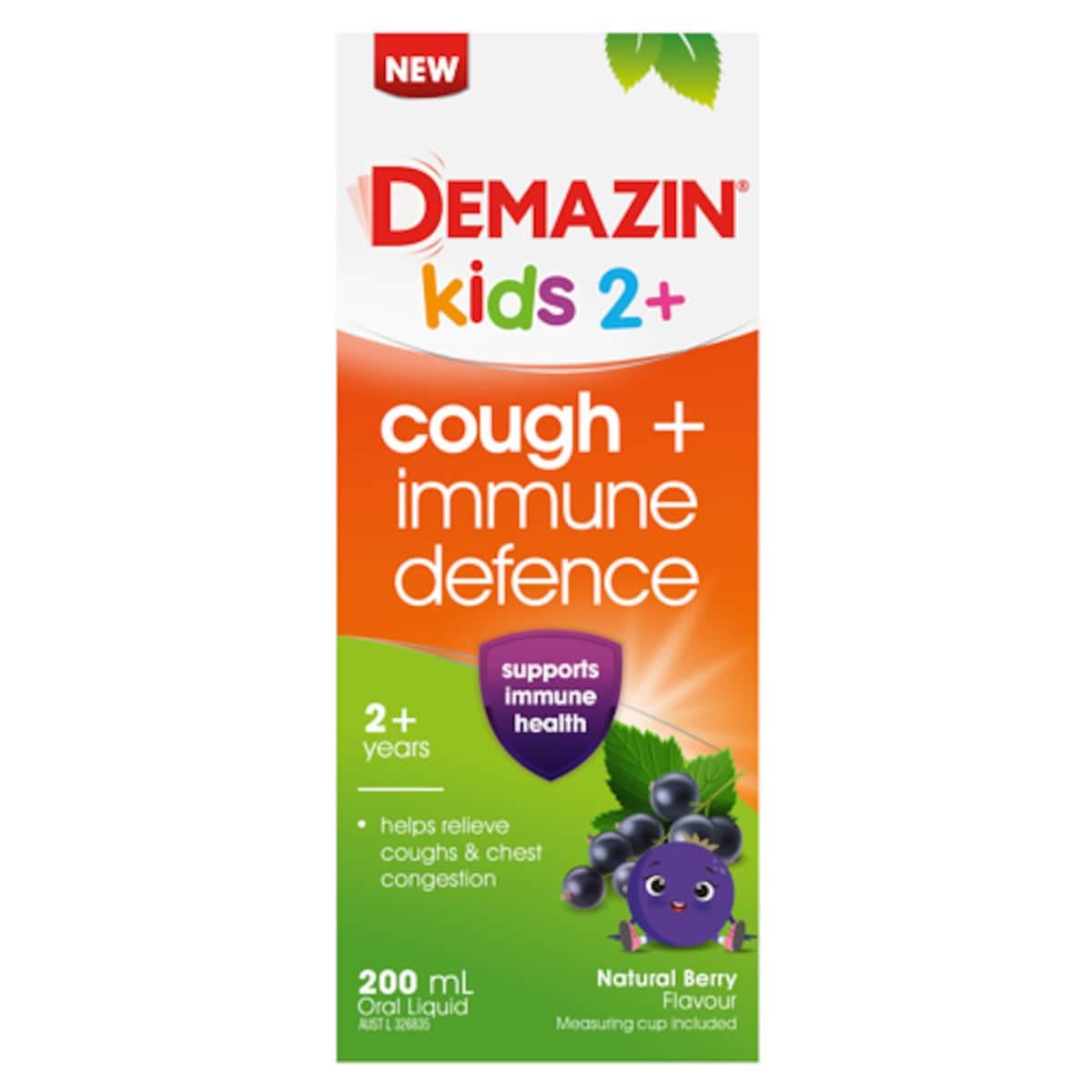 Demazin Kids 2+ Years Cough + Immune Defence Syrup Berry 200Ml