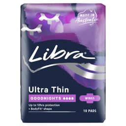 Libra Ultra Thin Goodnights Pads With Wings 10 Pack