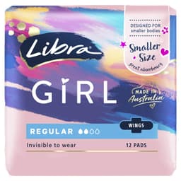 Libra Girl Regular Pads With Wings 12 Pack