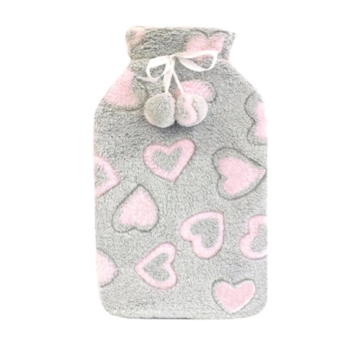 Thumbnail Mcgloins Hot Water Bottle With Heart & Stars Plush Cover (Assorted Designs Selected At Random)