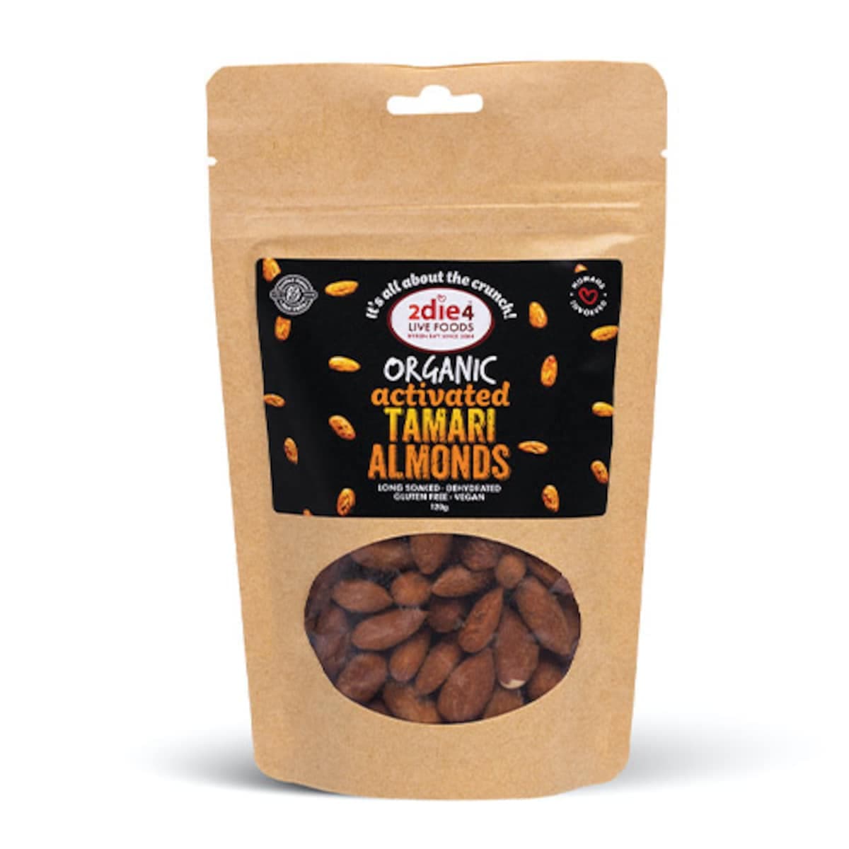 2Die4 Organic Activated Vegan Tamari Almonds 120G