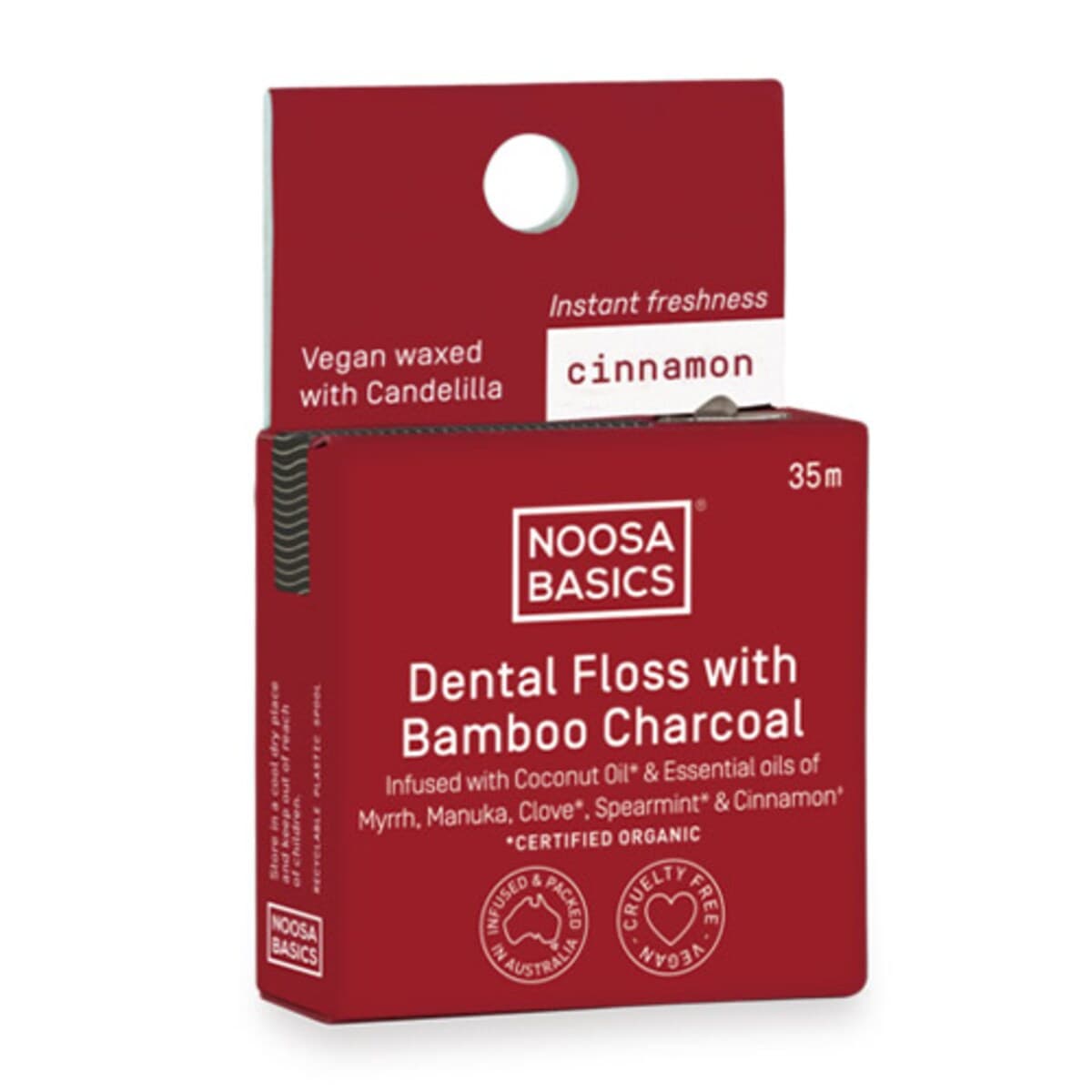 Noosa Basics Dental Floss With Bamboo Charcoal Cinnamon 35M