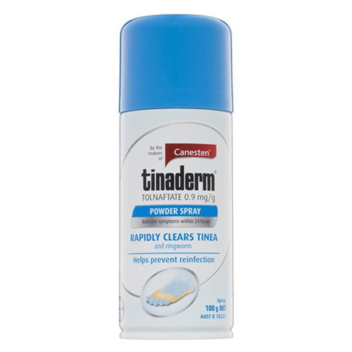 Canesten Tinaderm Powder Spray Tinea & Ringworm Treatment 100G