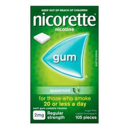 Nicorette Quit Smoking Nicotine Gum 2Mg Spearmint 105 Pieces