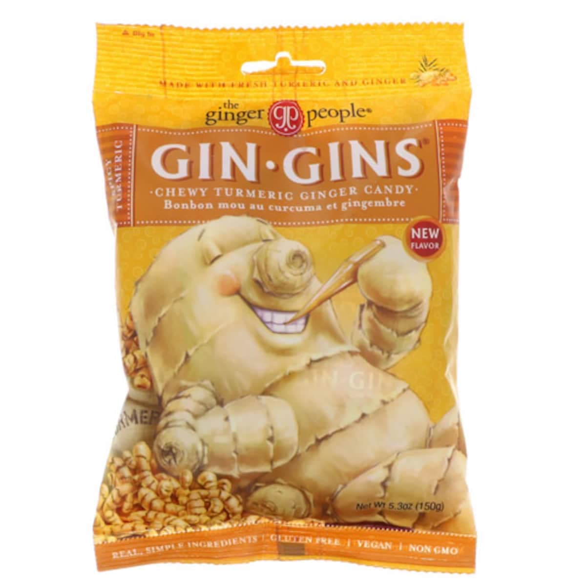 The Ginger People Gin Gins Ginger Candy Chewy Spicy Turmeric 150G