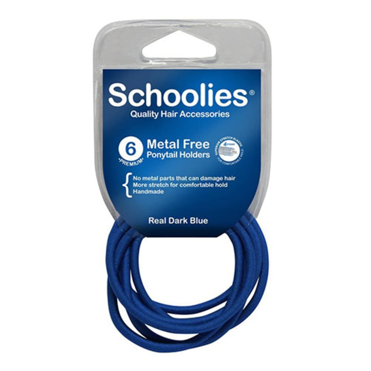 Thumbnail Schoolies #Sc461 Metal Free Ponytail Holders Real Dark Blue 6 Pack