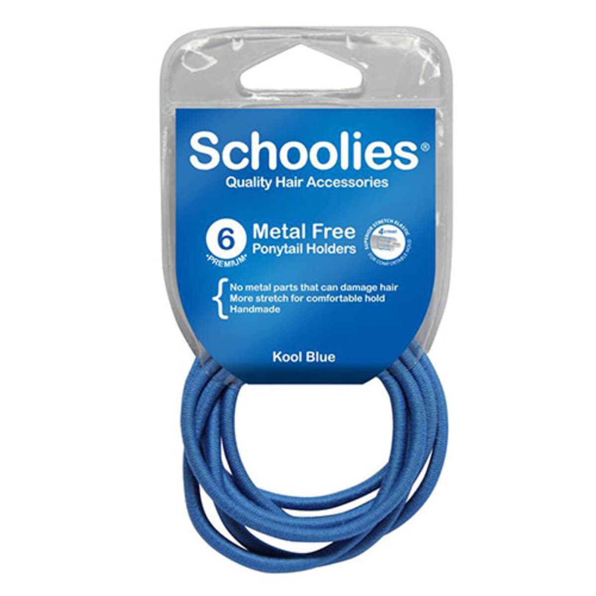 Thumbnail Schoolies #Sc462 Metal Free Ponytail Holders Kool Blue 6 Pack