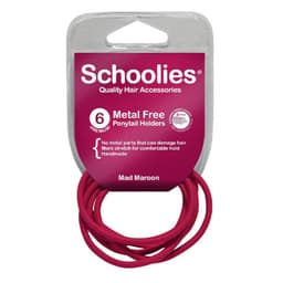 Schoolies #Sc464 Metal Free Ponytail Holders Mad Maroon 6 Pack