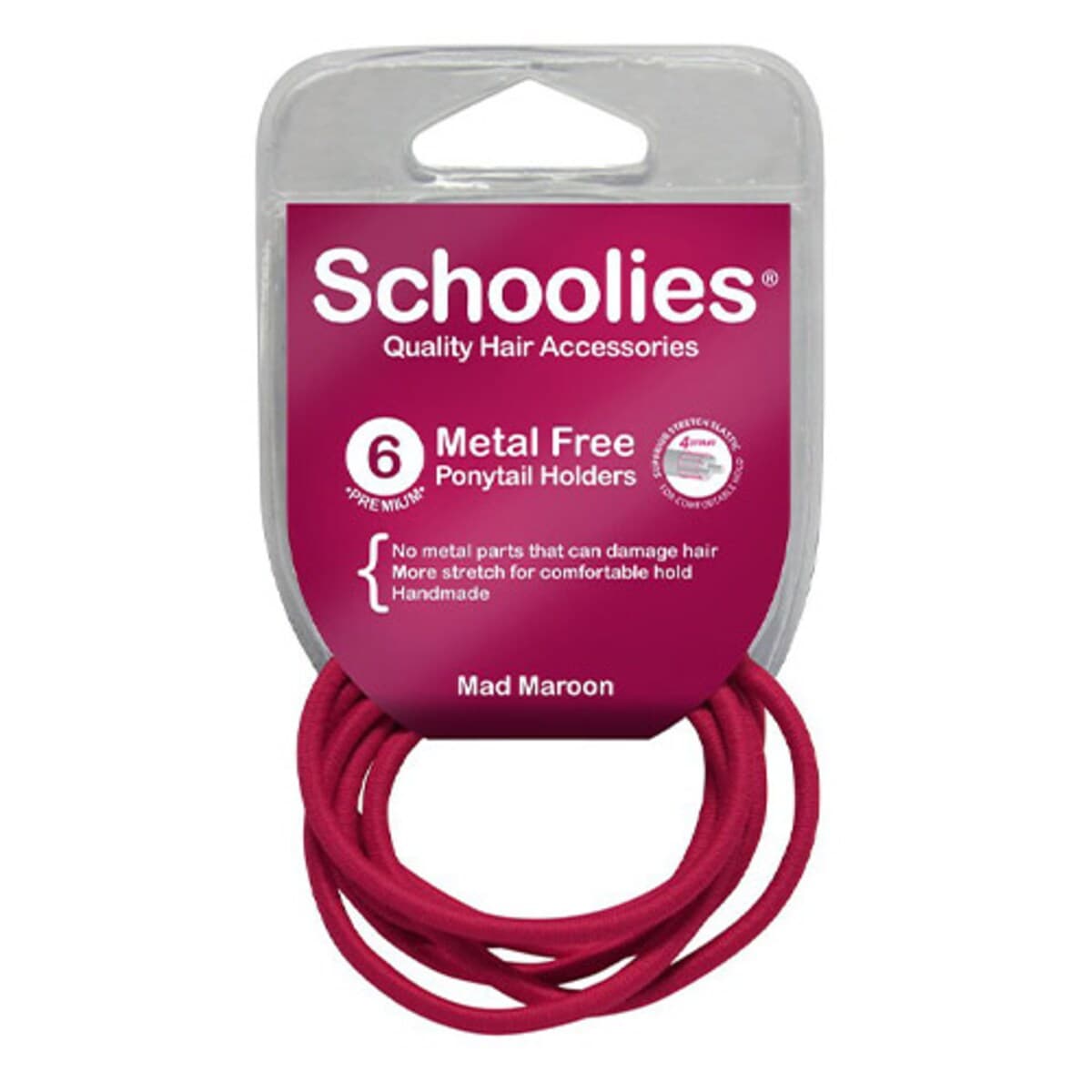 Thumbnail Schoolies #Sc464 Metal Free Ponytail Holders Mad Maroon 6 Pack