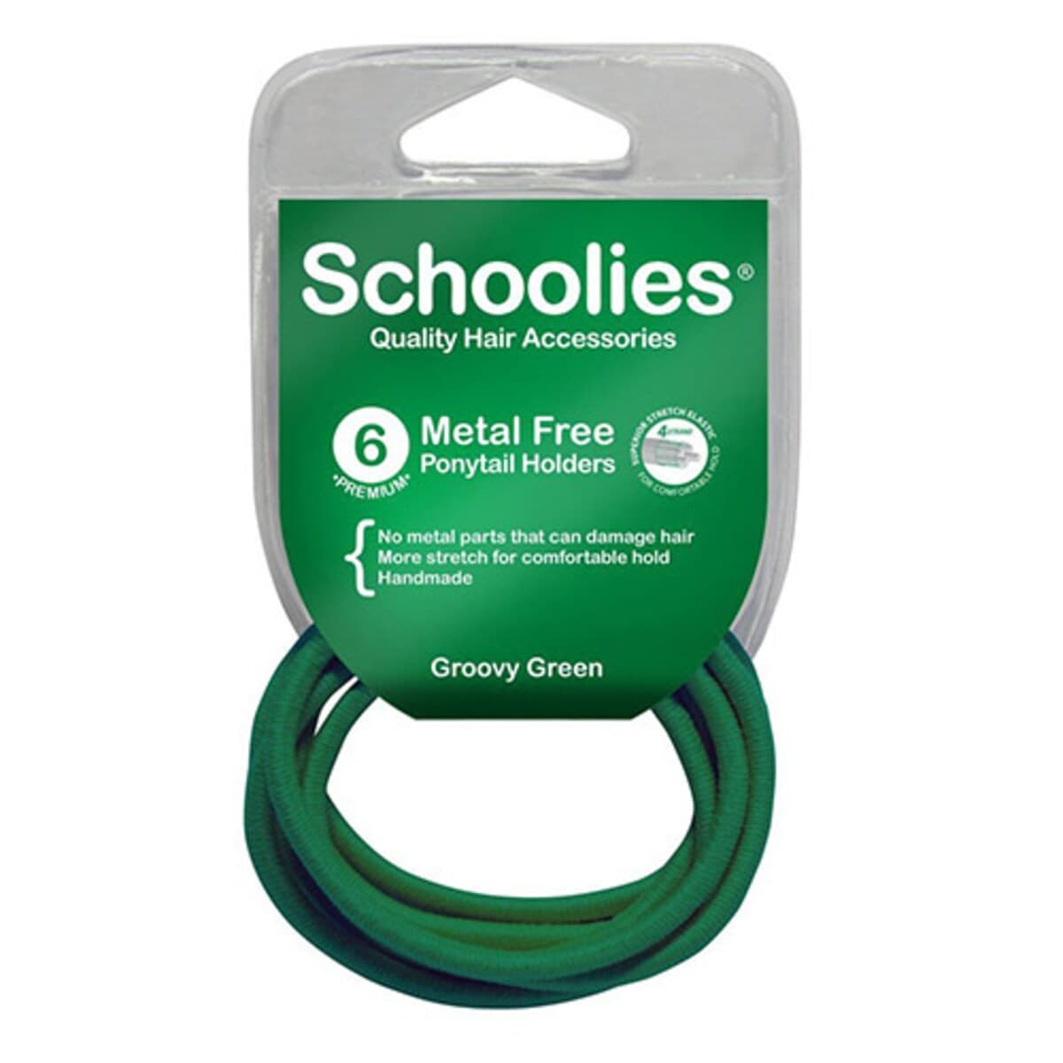 Schoolies #Sc465 Metal Free Ponytail Holders Groovy Green 6 Pack