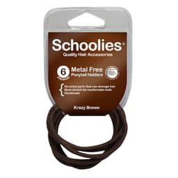 Schoolies #Sc467 Metal Free Ponytail Holders Krazy Brown 6 Pack