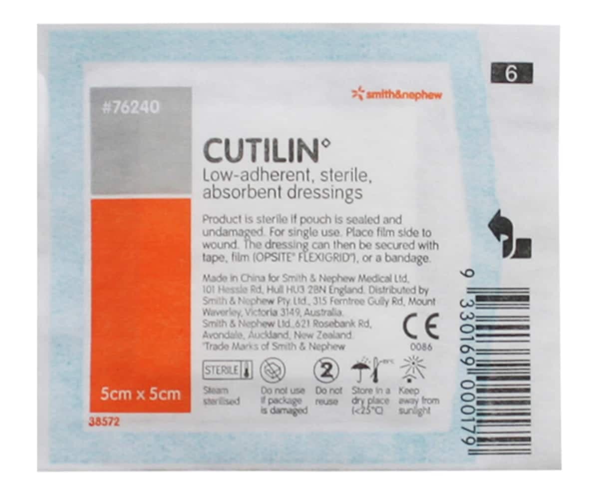 Cutilin Low Adherent Wound Pad 5Cm X 5Cm Single By Smith & Nephew