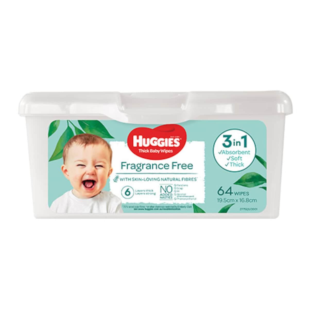 Huggies Fragrance Free 64 Thick Baby Wipes In Refillable Tub