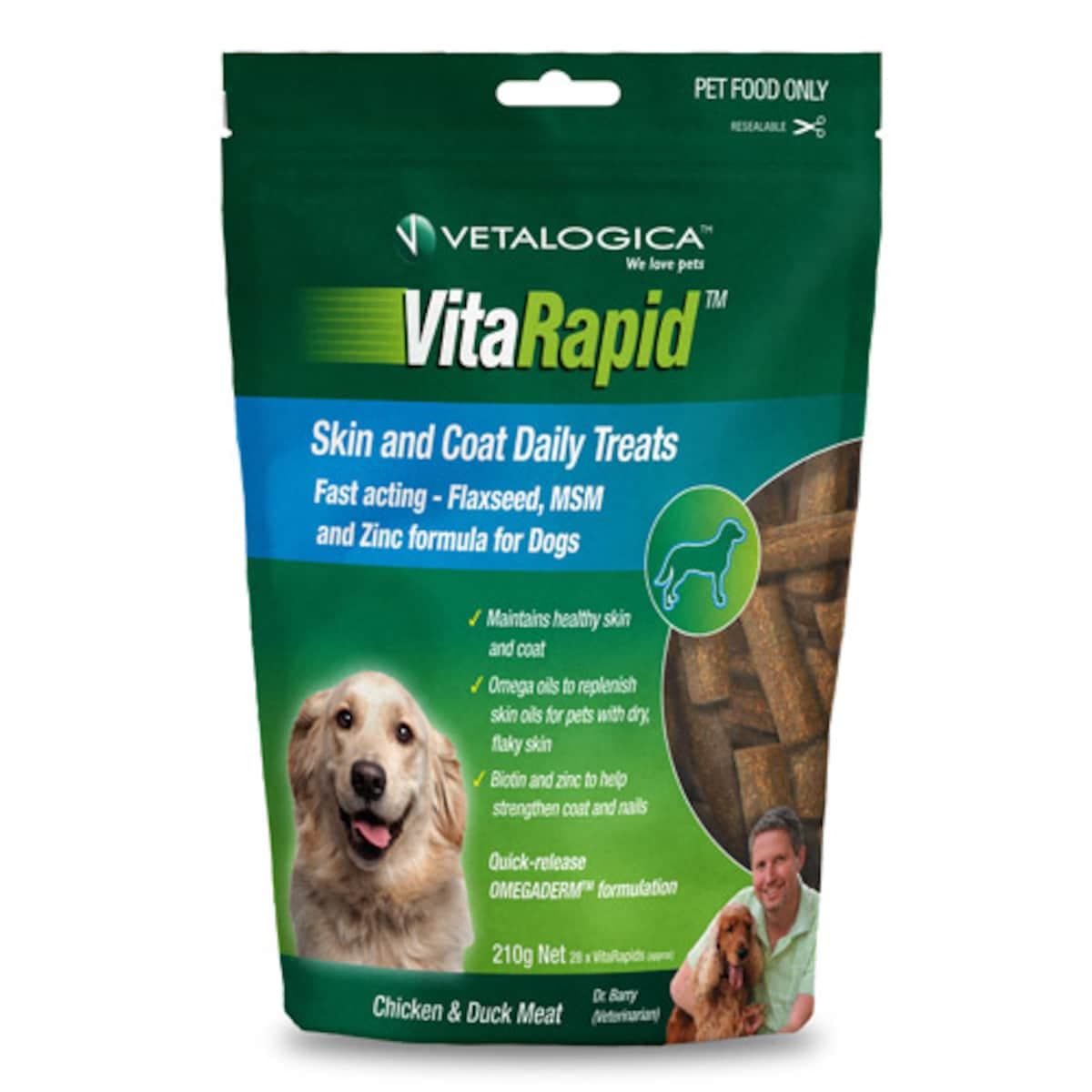 Vetalogica Vitarapid Skin & Coat Daily Treats For Dogs 210G