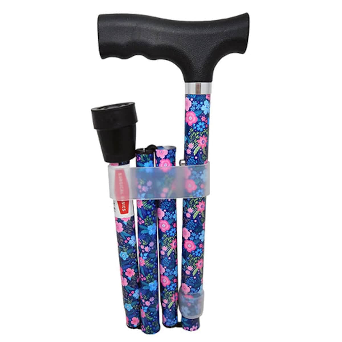 Surgical Basics Walking Stick Cherry Blossom Folding Adjustable 83-95Cm