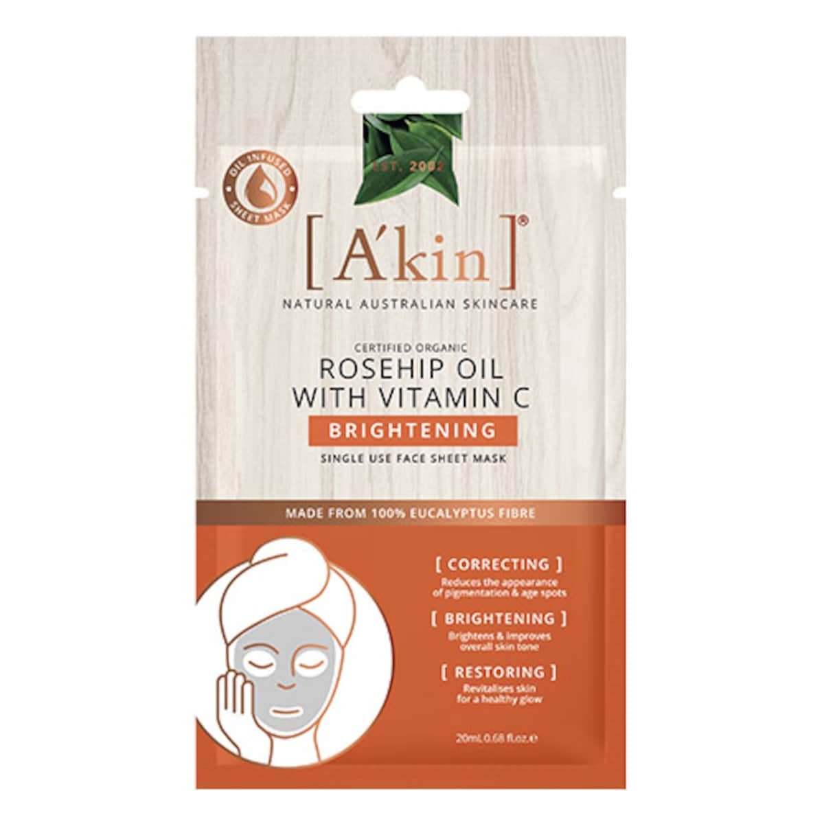 Thumbnail Akin Rosehip Oil With Vitamin C Brightening Face Sheet Mask 1 Pack