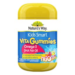 Natures Way Kids Smart Vita Gummies Omega 3 Dha Fish Oi Trio Flavour 120 Pack