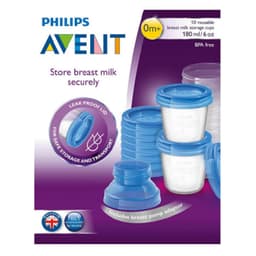 Avent Breastmilk Storage Containers With Lids 180Ml 10 Pack